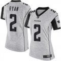 Wholesale Cheap Nike Falcons #2 Matt Ryan Gray Women's Stitched NFL Limited Gridiron Gray II Jersey