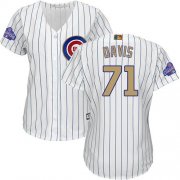 Wholesale Cheap Cubs #71 Wade Davis White(Blue Strip) 2017 Gold Program Cool Base Women's Stitched MLB Jersey