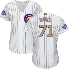 Wholesale Cheap Cubs #71 Wade Davis White(Blue Strip) 2017 Gold Program Cool Base Women\'s Stitched MLB Jersey