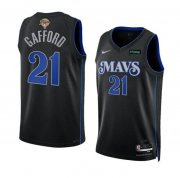 Cheap Men's Dallas Mavericks #21 Daniel Gafford Black 2024 Finals City Edition Stitched Basketball Jersey