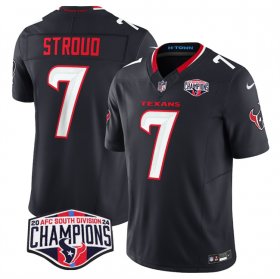 Cheap Men\'s Houston Texans #7 C.J. Stroud Navy F.U.S.E. 2024 AFC South Division Champions Vapor Limited Stitched Football Jersey