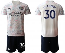 Wholesale Cheap Men 2020-2021 club Manchester City away 30 white Soccer Jerseys