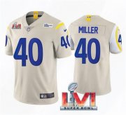 Wholesale Cheap Men's Los Angeles Rams #40 Von Miller 2022 Bone Super Bowl LVI Vapor Limited Stitched Jersey