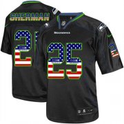 Wholesale Cheap Nike Seahawks #25 Richard Sherman Black Men's Stitched NFL Elite USA Flag Fashion Jersey