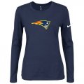 Wholesale Cheap Women's Nike New England Patriots Of The City Long Sleeve Tri-Blend NFL T-Shirt Dark Blue-2