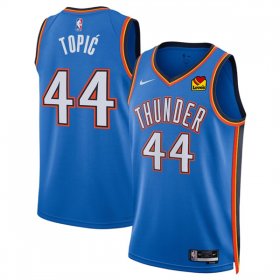 Men\'s Oklahoma City Thunder #44 Nikola Topic Blue 2024 Draft Icon Edition Stitched Basketball Jersey