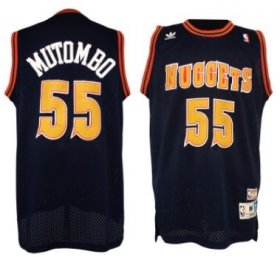 Wholesale Cheap Denver Nuggets #55 Dikembe Mutombo Navy Blue Swingman Throwback Jersey