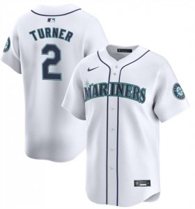 Men\'s Seattle Mariners #2 Justin Turner White 2024 Home Limited Stitched jersey