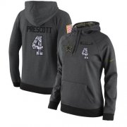 Wholesale Cheap NFL Women's Nike Dallas Cowboys #4 Dak Prescott Stitched Black Anthracite Salute to Service Player Performance Hoodie