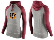 Wholesale Cheap Women's Nike Cincinnati Bengals Performance Hoodie Grey & Red_3