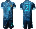 Wholesale Cheap Men 2020-2021 Season National team Argentina away blue 21 Soccer Jersey