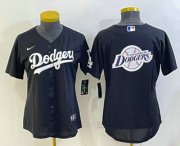 Cheap Women's Los Angeles Dodgers Big Logo Black MLB Cool Base Nike Jersey