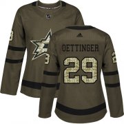 Cheap Adidas Stars #29 Jake Oettinger Green Salute to Service Women's Stitched NHL Jersey