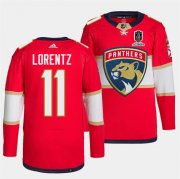 Cheap Men's Florida Panthers #11 Steven Lorentz Red Home 2024 Stanley Cup Champions Stitched Jersey