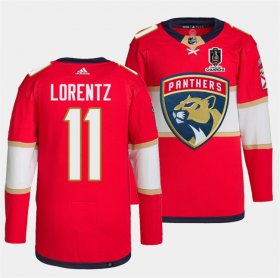 Cheap Men\'s Florida Panthers #11 Steven Lorentz Red Home 2024 Stanley Cup Champions Stitched Jersey