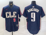 Cheap Men's Cleveland Guardians #9 Kyle Manzardo Number Navy 2024 City Connect Limited Stitched Jersey