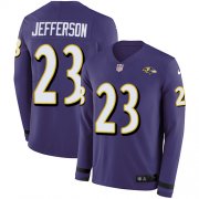 Wholesale Cheap Nike Ravens #23 Tony Jefferson Purple Team Color Men's Stitched NFL Limited Therma Long Sleeve Jersey