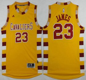 Wholesale Cheap Men\'s Cleveland Cavaliers #23 LeBron James Revolution 30 Swingman 2015-16 Gold Jersey