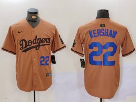 Cheap Men\'s Los Angeles Dodgers #22 Clayton Kershaw Number Olive Cool Base Limited Stitched Jerseys