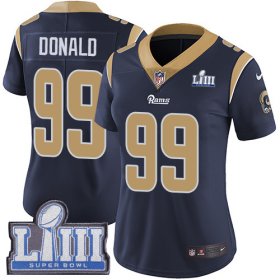 Wholesale Cheap Nike Rams #99 Aaron Donald Navy Blue Team Color Super Bowl LIII Bound Women\'s Stitched NFL Vapor Untouchable Limited Jersey