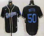 Cheap Men's Los Angeles Dodgers #50 Mookie Betts Black Cool Base With Patch Stitched Baseball Jersey