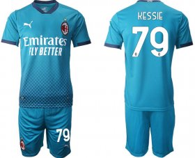 Wholesale Cheap Men 2020-2021 club AC milan away 79 blue Soccer Jerseys