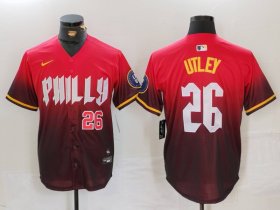 Cheap Men\'s Philadelphia Phillies #26 Chase Utley Red 2024 City Connect Limited Stitched Jerseys