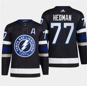 Cheap Men\'s Tampa Bay Lightning #77 Victor Hedman Black 2024 Stadium Series Stitched Jersey