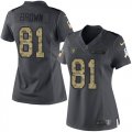 Wholesale Cheap Nike Raiders #81 Tim Brown Black Women's Stitched NFL Limited 2016 Salute to Service Jersey