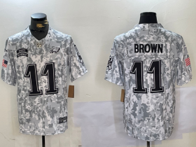 Cheap Men\'s Philadelphia Eagles #11 AJ Brown Arctic Camo 2024 FUSE Salute to Service Limited Stitched Jersey