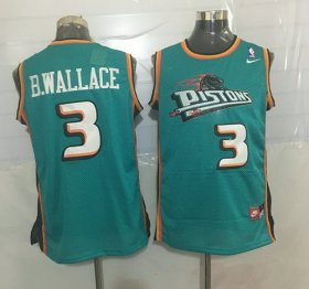 Wholesale Cheap Men\'s Detroit Pistons #3 Ben Wallace Teal Green Hardwood Classics Soul Swingman Throwback Jersey