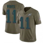 Wholesale Cheap Nike Eagles #11 Carson Wentz Olive Men's Stitched NFL Limited 2017 Salute To Service Jersey