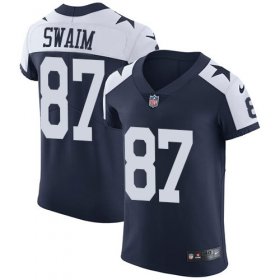 Wholesale Cheap Nike Cowboys #87 Geoff Swaim Navy Blue Thanksgiving Men\'s Stitched NFL Vapor Untouchable Throwback Elite Jersey