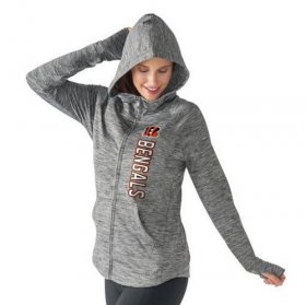 Wholesale Cheap Women\'s NFL Cincinnati Bengals G-III 4Her by Carl Banks Recovery Full-Zip Hoodie Heathered Gray