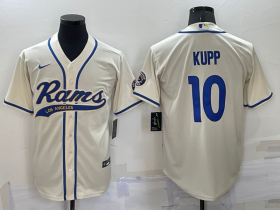 Wholesale Men\'s Los Angeles Rams #10 Cooper Kupp Cream Stitched Cool Base Nike Baseball Jersey