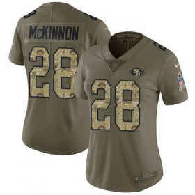 Wholesale Cheap Nike 49ers #28 Jerick McKinnon Olive/Camo Women\'s Stitched NFL Limited 2017 Salute to Service Jersey