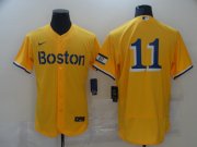 Wholesale Cheap Men's Boston Red Sox #11 Rafael Devers Gold 2021 City Connect Stitched MLB Flex Base Nike Jersey