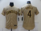 Wholesale Cheap Men San Diego Padres 4 Snell brown stripe Elite 2021 Nike MLB Jersey