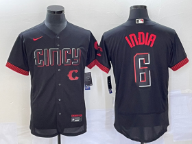 Wholesale Cheap Men\'s Cincinnati Reds #6 Jonathan India Black 2023 City Connect Flex Base Stitched Jersey 1