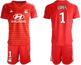 Wholesale Cheap Lyon #1 Lopes Red Goalkeeper Soccer Club Jersey