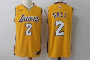 Wholesale Cheap Men's Los Angeles Lakers #2 Lonzo Ball New Yellow 2017-2018 Nike Swingman Stitched NBA Jersey