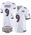 Cheap Men's Baltimore Ravens #9 Justin Tucker White F.U.S.E 2024 AFC North Division Champions Vapor Limited Football Jersey