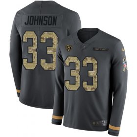 Wholesale Cheap Nike Bears #33 Jaylon Johnson Anthracite Salute to Service Men\'s Stitched NFL Limited Therma Long Sleeve Jersey