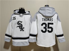 Men\'s Chicago White Sox #35 Frank Thomas White Ageless Must-Have Lace-Up Pullover Hoodie