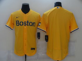 Wholesale Cheap Men\'s Boston Red Sox Blank Gold 2021 City Connect Stitched MLB Flex Base Nike Jersey