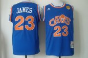 Wholesale Cheap Men's Cleveland Cavaliers #23 LeBron James 2017 The NBA Finals Patch CavFanatic Blue Hardwood Classics Soul Swingman Throwback Jersey