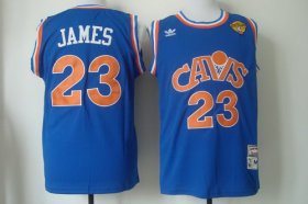 Wholesale Cheap Men\'s Cleveland Cavaliers #23 LeBron James 2017 The NBA Finals Patch CavFanatic Blue Hardwood Classics Soul Swingman Throwback Jersey