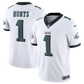 Wholesale Cheap Men\'s Philadelphia Eagles #1 Jalen Hurts White 2023 F.U.S.E. Vapor Untouchable Limited Stitched Football Jersey