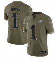 Wholesale Cheap Men's Philadelphia Eagles #1 Jalen Hurts 2022 Olive Salute To Service Limited Stitched Jersey