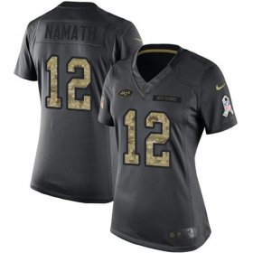 Wholesale Cheap Nike Jets #12 Joe Namath Black Women\'s Stitched NFL Limited 2016 Salute to Service Jersey